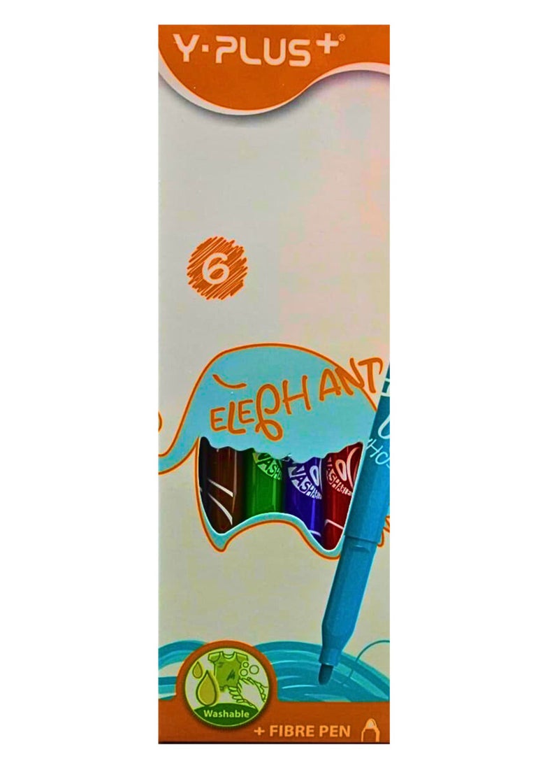 YPlus Fibre Pen Elephant 6 Color (Pack of 1) - Image 2