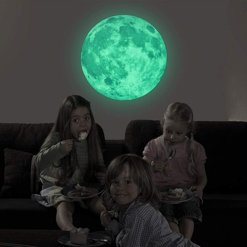 Kiddale Glow in The Dark Moon 30cm Glowing Luminous Wall or Ceiling Art Stickers Removable Adhesive Wall Decal for Kids Bedroom - Image 2