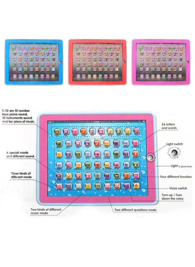 إي سي في في جهاز لوحي تعليمي للأطفال الصغار مزود بأغنية كلمات أبجدية وموسيقى وأرقام، لعبة تعليمية تفاعلية إلكترونية لتعليم أبجدية الأطفال من سن 3 و4 و5 و6 سنوات | ألوان متنوعة - Image 2