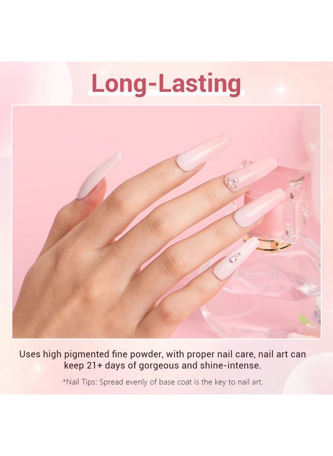 AZUREBEAUTY - AZUREBEAUTY Dip Powder Nail Kit Starter, Transparent Nude Neutral Skin Pink Glitter, 4 Colors Dipping Powder Set All Seasons, French Nail Art Base Top Coat Activator Liquid Manicure DIY Salon 12 PCS - Image 1