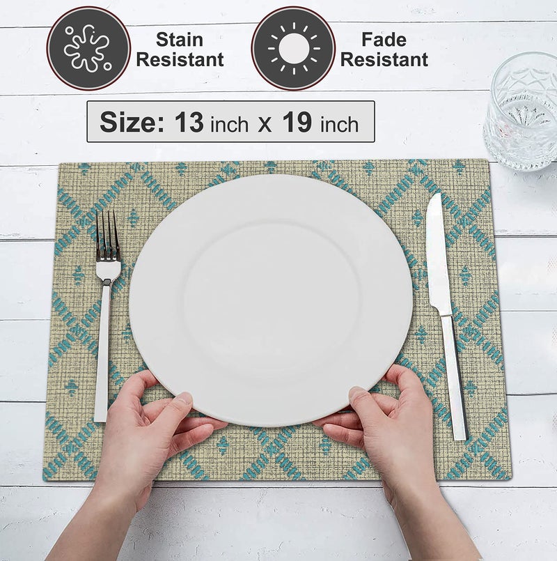 Ruvanti Placemats 100% Cotton 13x19 Inch  Dining Table Placemats Set of 6  Modern Place Mats for Dining Table Decor  Kitchen & Table Linens  Coffee Mat for Christmas Dinners - Linear - Image 4