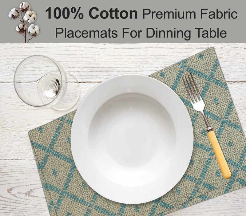 Ruvanti Placemats 100% Cotton 13x19 Inch  Dining Table Placemats Set of 6  Modern Place Mats for Dining Table Decor  Kitchen & Table Linens  Coffee Mat for Christmas Dinners - Linear - Image 2