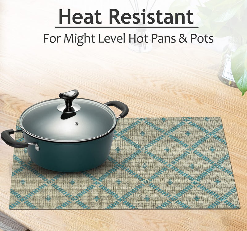 Ruvanti Placemats 100% Cotton 13x19 Inch  Dining Table Placemats Set of 6  Modern Place Mats for Dining Table Decor  Kitchen & Table Linens  Coffee Mat for Christmas Dinners - Linear - Image 5