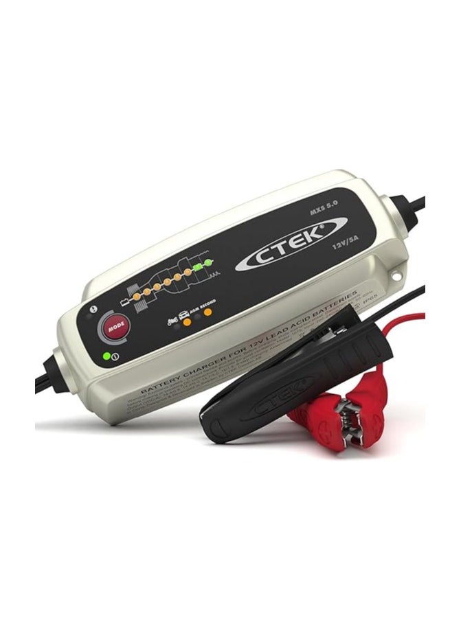 سي تيك - CTEK MXS 5.0، شاحن بطارية 12 فولت مع تعويض درجة الحرارة المدمج، شاحن دراجة نارية وسيارة، شاحن بطارية ذكي، جهاز صيانة البطارية مع وضع إعادة التكييف ووضع AGM المخصص - Image 1