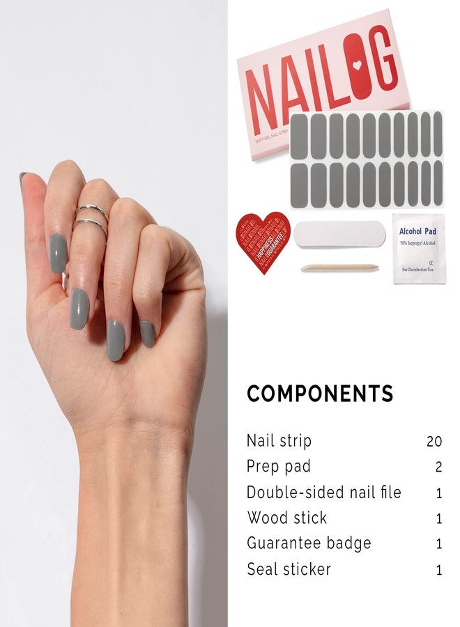 NAILOG Semi Cured Gel Nail Strips (20 Extra Long Stickers/Wraps) | Glossy & Long Lasting Soft Gel Finishing | Kiss The Rain - Image 5