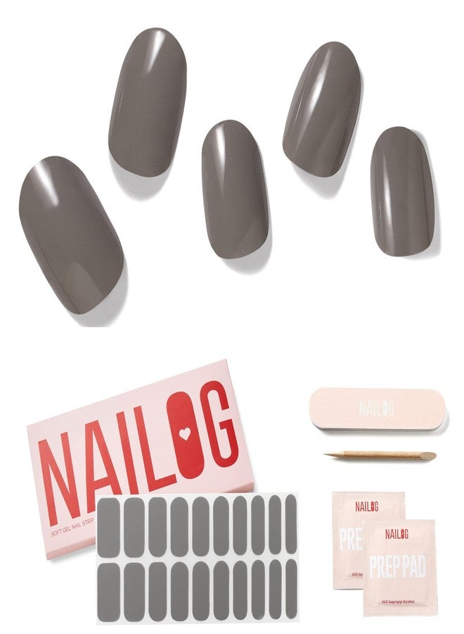 NAILOG Semi Cured Gel Nail Strips (20 Extra Long Stickers/Wraps) | Glossy & Long Lasting Soft Gel Finishing | Kiss The Rain - Image 1