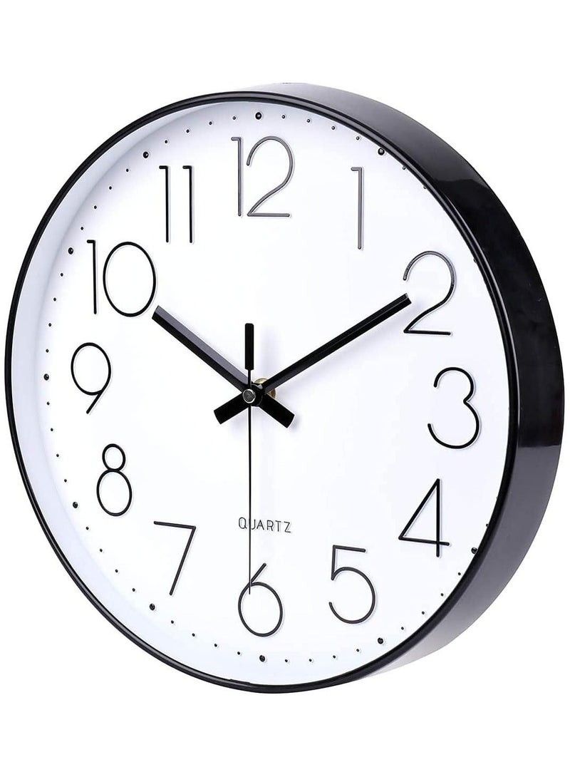 بيوينتي ساعة حائطية، تعمل ببطارية كوارتز عالية الجودة وصامتة تماماً، مستديرة سهلة القراءة، مناسبة للغرفة النوم، الصالون، المطبخ، المكتب، المدرسة وديكور المنزل (٦٣ سم / ١٢ إنش، أسود) - Image 4