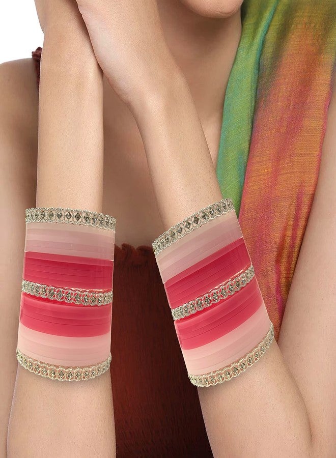 BANGLESKART طقم تشودا زفاف كيارا أدفاني من بانغلسكارت للنساء والفتيات (زوج واحد) - اللون الوردي - Image 2