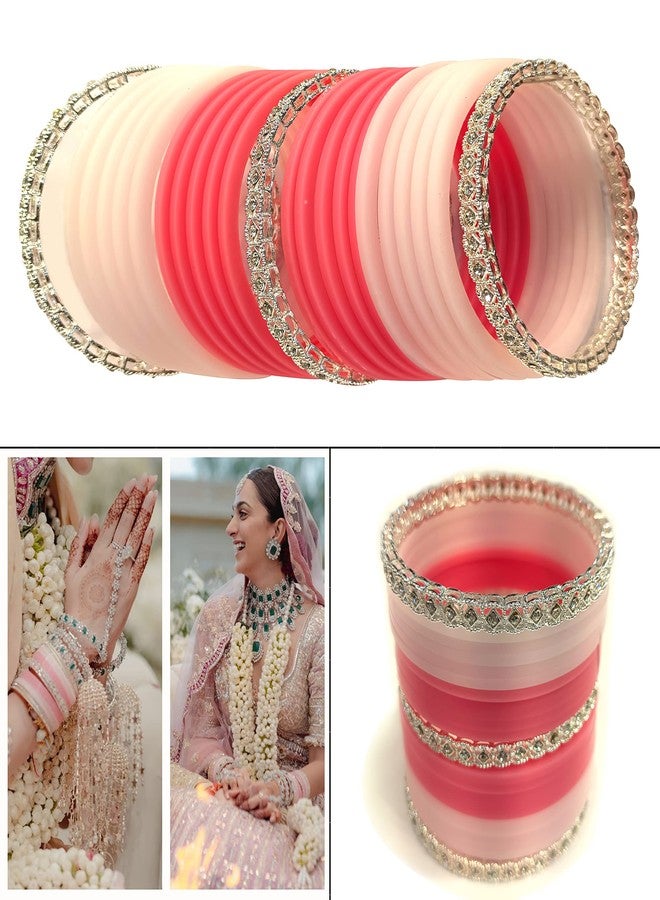 BANGLESKART طقم تشودا زفاف كيارا أدفاني من بانغلسكارت للنساء والفتيات (زوج واحد) - اللون الوردي - Image 3