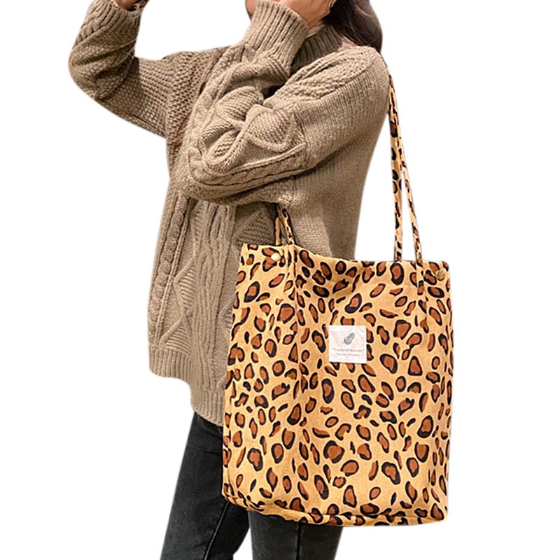 Women Shoulder Bags Corduroy Totes Printed Vintage Holiday Reusable Shopping Bags Casual Handbag - Image 1