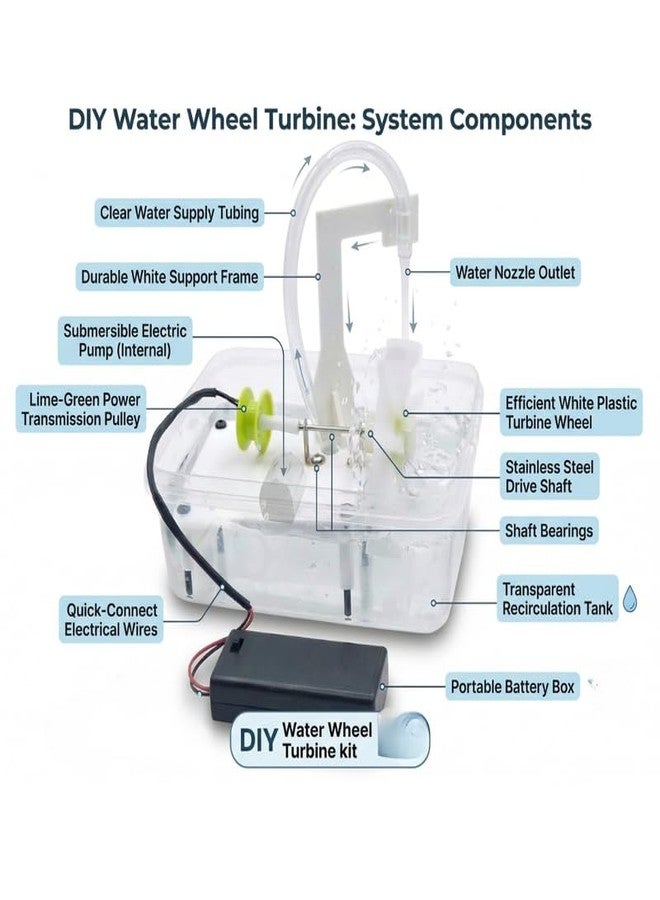 ESPtronics DIY Water Wheel Turbine Physics Science Project Working Model for School Kids and Students Exhibition Experiment Development Skills Educational STEM Learning Activity Kit for Practice - Image 4