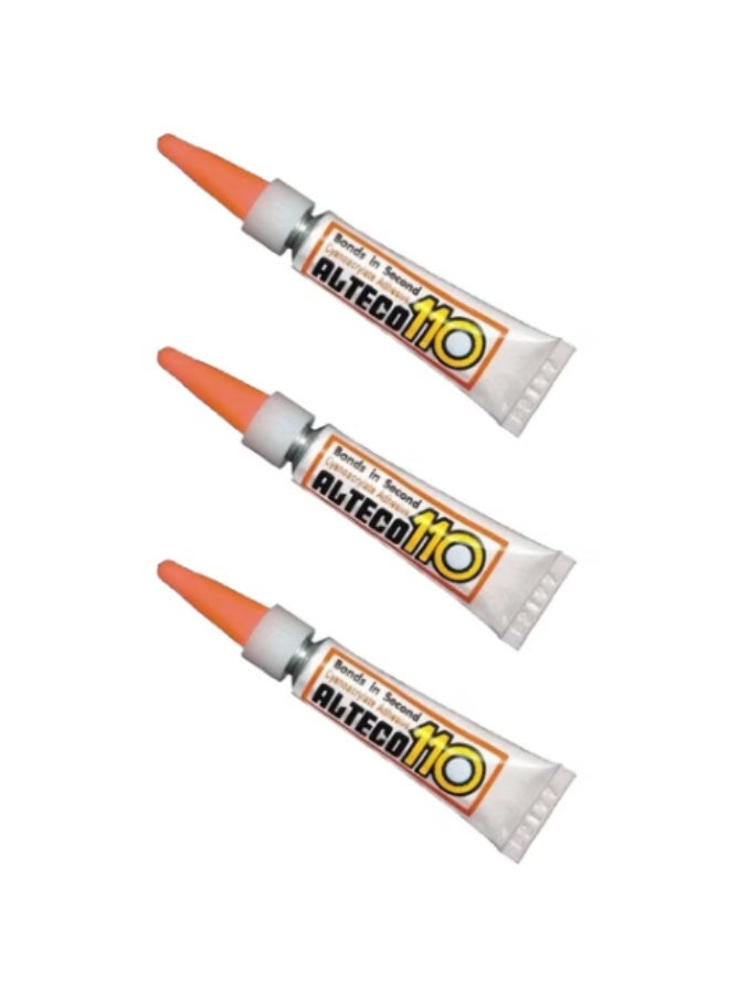 ALTECO 110 Instant Super Glue 3g×3 pieces | Fast Dry, High Strength Adhesive for Metal, Plastic, Wood & Glass