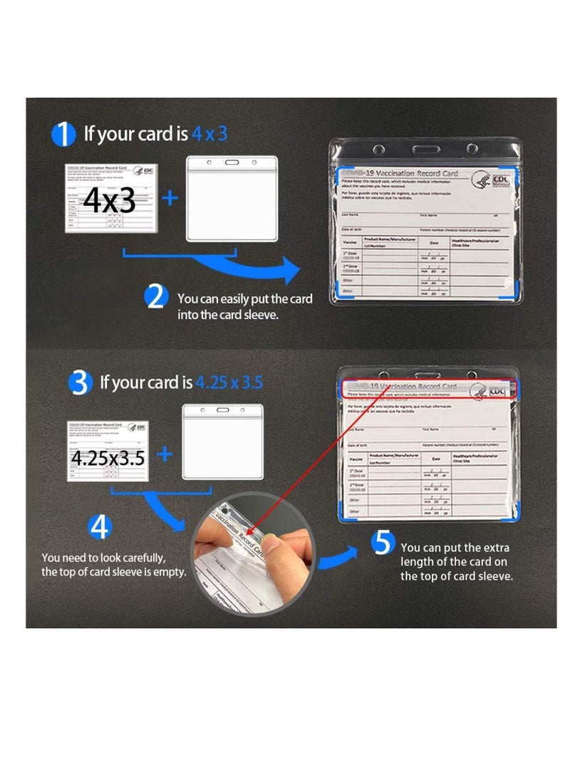 Y&D Card Protector,Vaccination Cards Immunization Record Holder Clear Vinyl Plastic Sleeve with Waterproof Type Resealable Zip, 5 Pack, 4 X 3 Inches, Only - Image 2