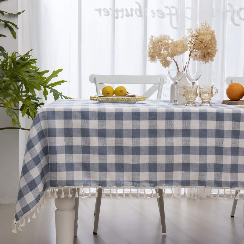 Midsummer Breeze Buffalo Plaid Square Square Cotton Linen Gingham Table Cloth for Kitchen Restaurant Farmhouse Spring Summer Decor - Image 1