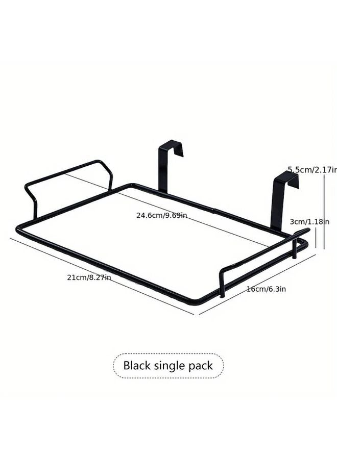 Black Iron Kitchen Garbage Bag Holder Hook Large Diameter Durable Easy Install Cabinet Door - Image 1