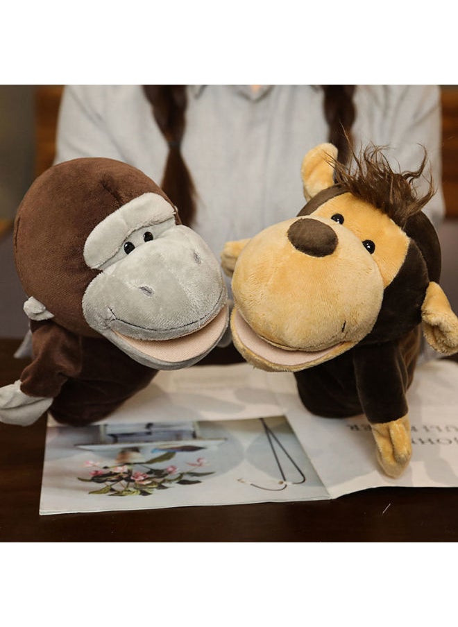 null - Parent-child Game Gloves Can Perform Movable Doll Mouth Plush Toy Doll Small Theater Animal Hand Puppet-Color:Mouth Monkey - Image 1