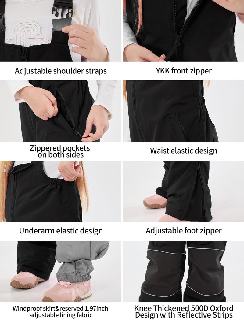 GSOU SNOW Kids Snow Bibs Girls Boys Snow Pants Ski Bib Overalls Waterproof Windproof Insulated 6T - Image 5