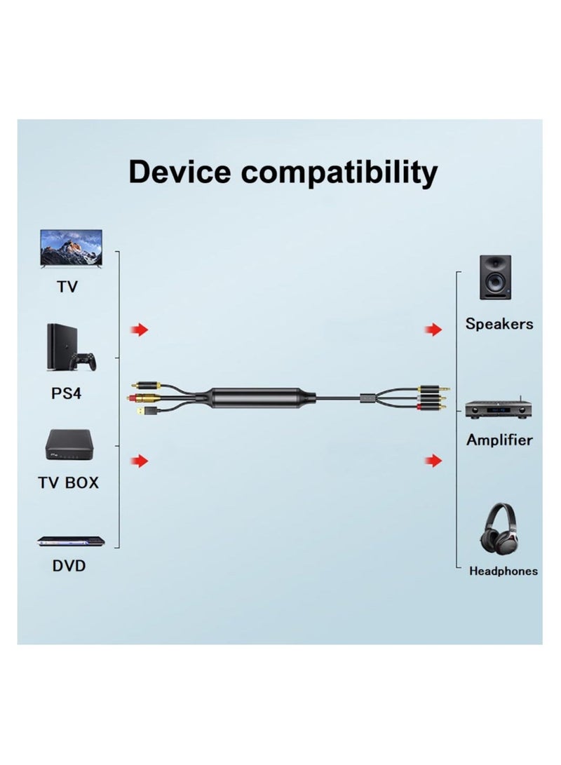 كابل تحويل الصوت الرقمي إلى التناظري AV300، كابل SPDIF/بصري رقمي ومحوري إلى تناظري L/R RCA و3.5 مم ستيريو AUX لأجهزة Xbox/ PS4/ PS5/ التلفزيون/ ستيريو المنزل (3 متر) - Image 5