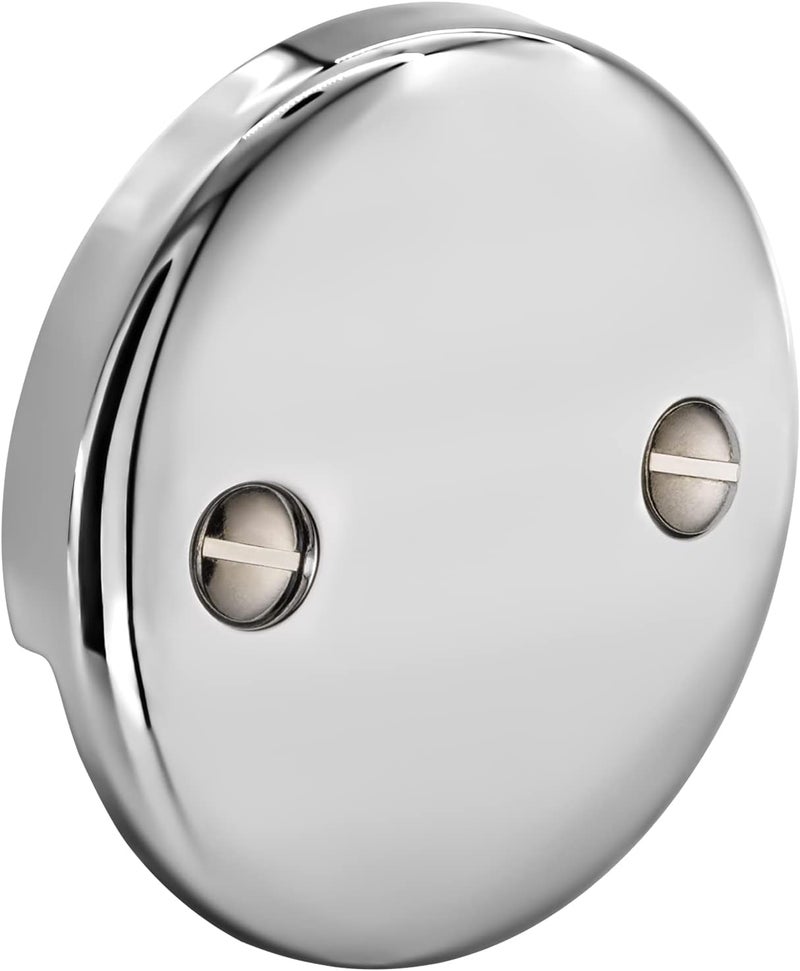 LOWCUS U2693-PK Replacement Overflow Plate 2 Hole Tub Drain, Chrome - Image 1