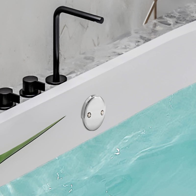LOWCUS U2693-PK Replacement Overflow Plate 2 Hole Tub Drain, Chrome - Image 2