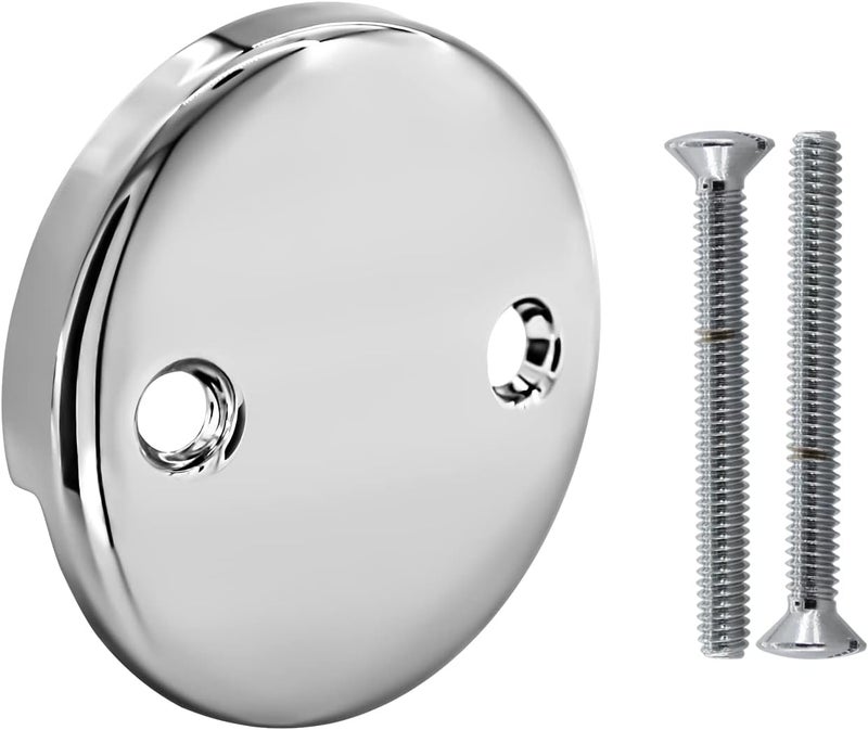 LOWCUS U2693-PK Replacement Overflow Plate 2 Hole Tub Drain, Chrome - Image 3