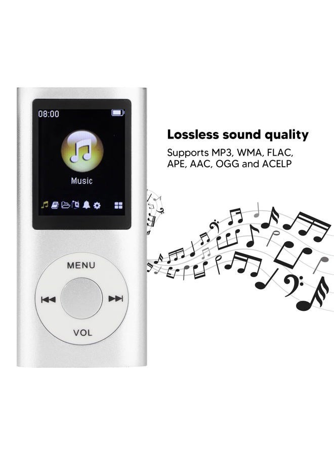 Cuifati MP3 Player, 64GB Music Player Lossless Music Slim 1.8 Inch LCD Screen Portable MP3 Music Player, Includes Charging Cable and Earphone, Easy to Carry (Silver) - Image 2