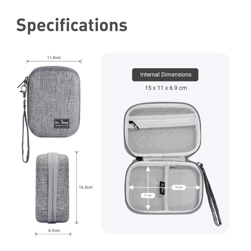 GL.iNet GL.iNet Gadget Organizer Case for Travel Routers GL-AXT1800/ MT3000/ SFT1200/ E750/ A1300, Chargers, Cables, and Accessories, Durable Pouch, Hand-Carry EVA Bag, Anti-Shock, Water Resistant (Grey)  - Image 2
