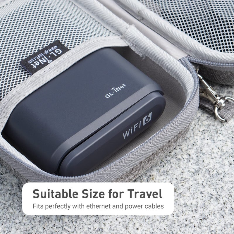 GL.iNet GL.iNet Gadget Organizer Case for Travel Routers GL-AXT1800/ MT3000/ SFT1200/ E750/ A1300, Chargers, Cables, and Accessories, Durable Pouch, Hand-Carry EVA Bag, Anti-Shock, Water Resistant (Grey)  - Image 5