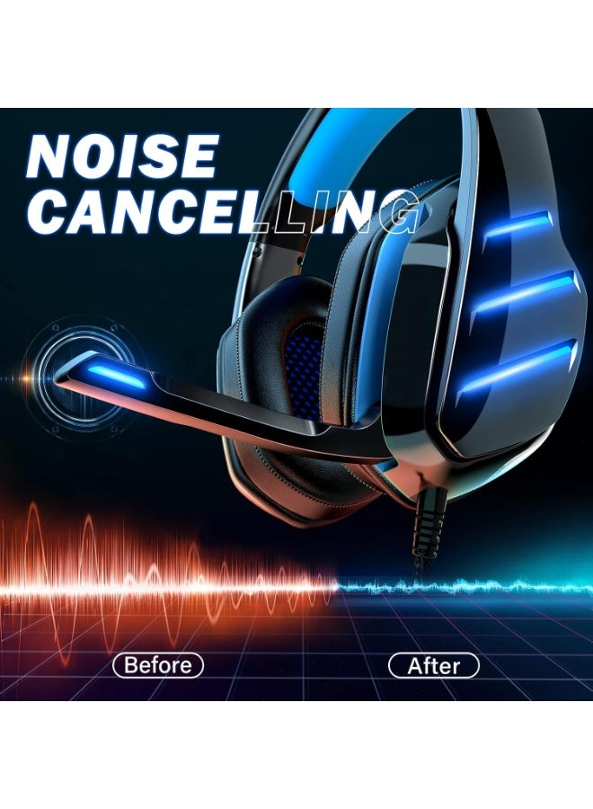 GM3 Gaming Headset – Wired 7.1 Surround Sound Headphones with Microphone, Noise-Isolating Over-Ear Headset for PC, PS4, Xbox, Laptop, FPS Gaming, LED Lights & Heavy Bass - Image 3