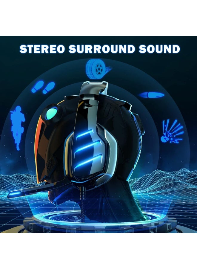 GM3 Gaming Headset – Wired 7.1 Surround Sound Headphones with Microphone, Noise-Isolating Over-Ear Headset for PC, PS4, Xbox, Laptop, FPS Gaming, LED Lights & Heavy Bass - Image 2