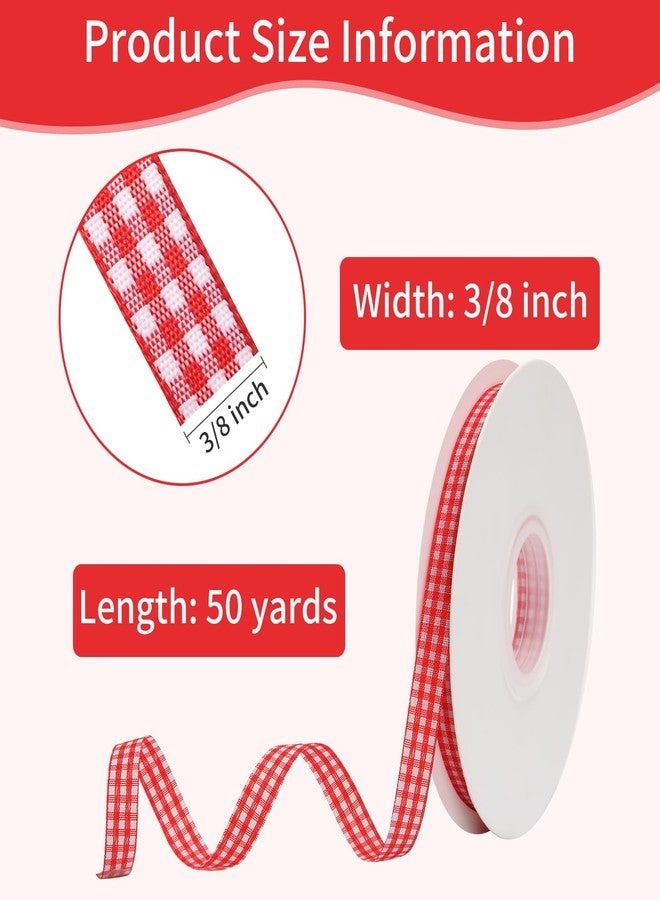 MixPeak Red and White Gingham Ribbon,3/8 Inch x 50 Yards Gift Wrapping Ribbon, Checkered Ribbon for Gift Wrapping, Christmas Wreaths, Home Decor, DIY Crafts - Image 2