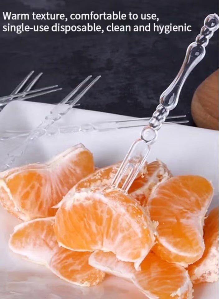 Disposable Plastic Fruit Forks Set, 1Bottle 200pcs for Family Party Birthday Party Wedding Dessert Cake, Bamboo Design10cm - Image 5