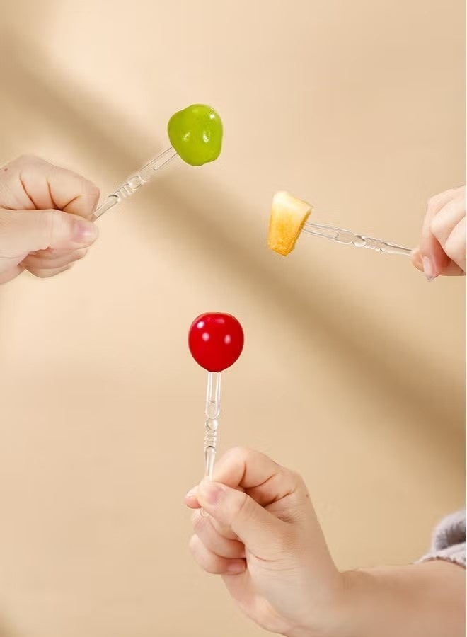 Disposable Plastic Fruit Forks Set, 1Bottle 200pcs for Family Party Birthday Party Wedding Dessert Cake, Bamboo Design10cm - Image 3