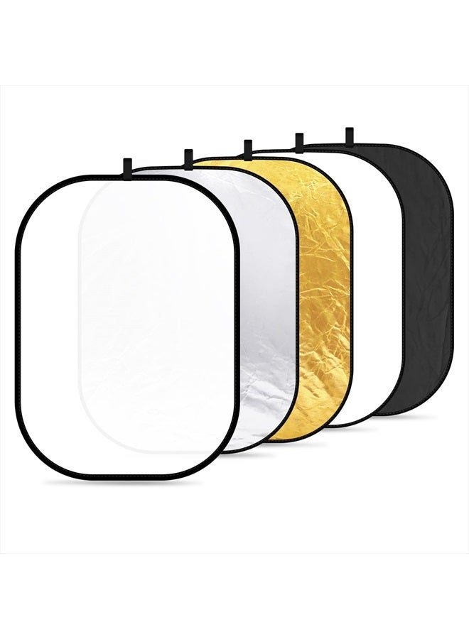NEEWER 59"x79"/150x200cm Light Reflectors for Photography, Portable 5 in 1 Collapsible Multi Disc with Bag - Translucent, Silver, Gold, Black, White Diffuser for Studio and Outdoor Lighting - Image 1