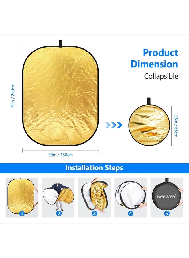 NEEWER 59"x79"/150x200cm Light Reflectors for Photography, Portable 5 in 1 Collapsible Multi Disc with Bag - Translucent, Silver, Gold, Black, White Diffuser for Studio and Outdoor Lighting - Image 3