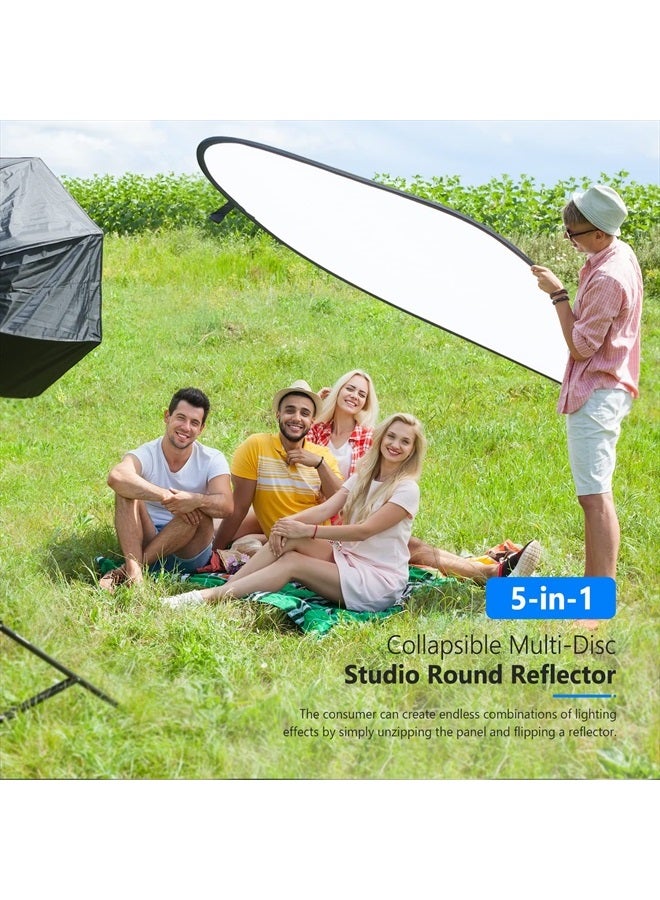NEEWER 59"x79"/150x200cm Light Reflectors for Photography, Portable 5 in 1 Collapsible Multi Disc with Bag - Translucent, Silver, Gold, Black, White Diffuser for Studio and Outdoor Lighting - Image 5