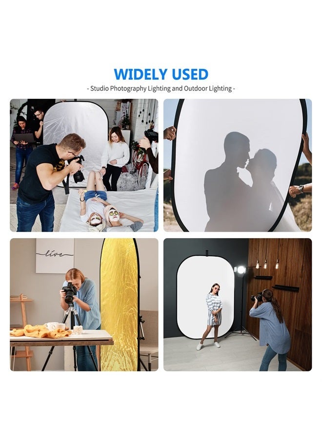 NEEWER 59"x79"/150x200cm Light Reflectors for Photography, Portable 5 in 1 Collapsible Multi Disc with Bag - Translucent, Silver, Gold, Black, White Diffuser for Studio and Outdoor Lighting - Image 4