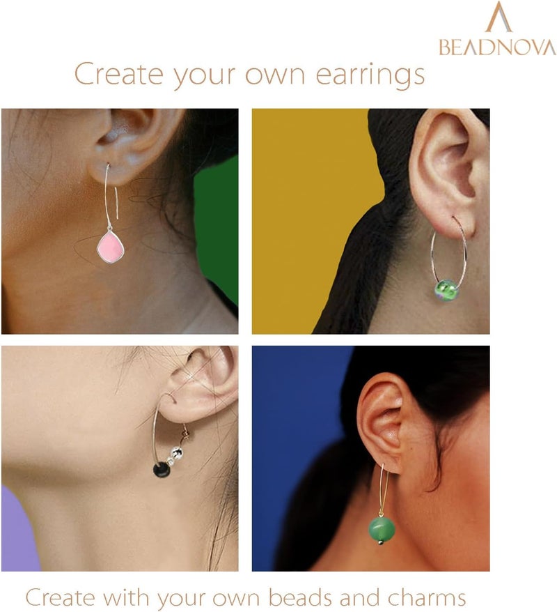 BEADNOVA Ear Wire Set 16pcs Hoop Ear Wires V Shape Earring Hook for Earring Making Jewelry Making DIY Silver Total 16pcs - Image 4