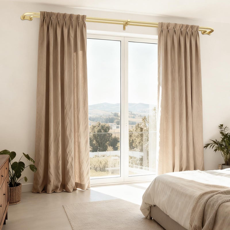 Wolistsa Gold Double Curtain Rod, Wrap Around Blackout Dual Curtain Rods for Windows 48 to 84 inch, Adjustable Heavy Duty Curved Spliced Room Darkening Double Rods, All Metal, Aluminium Bracket - Image 5