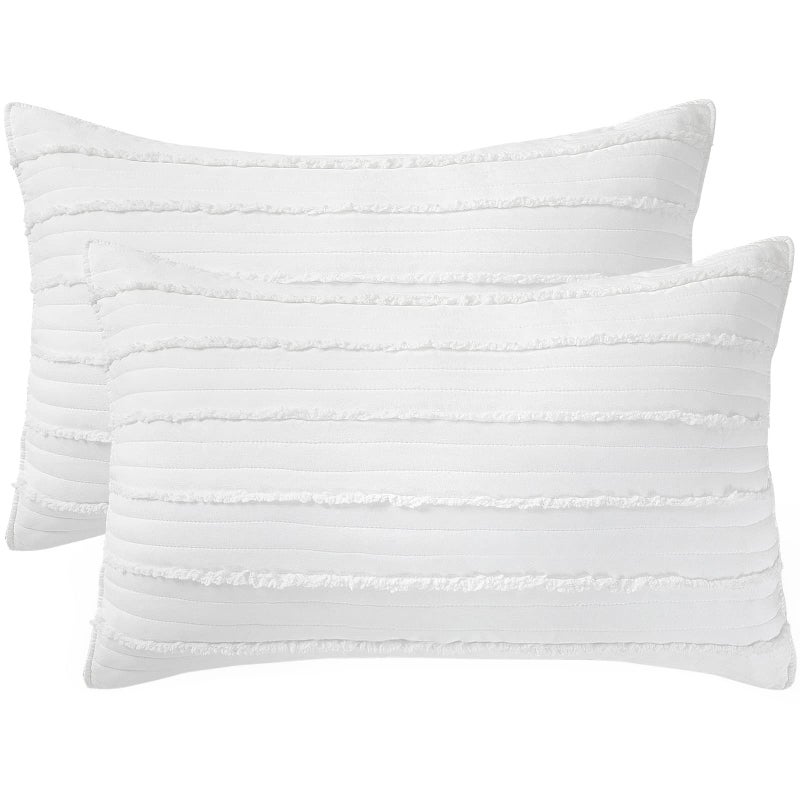 BOSOWOS BOSOWOS Queen Size Pillow Shams Set of 2 Ultra Soft Breathable 20 x 30 Inches Pillow Case Envelope Closure Microfiber Farmhouse Bed Pillowcases for Easy Care White 