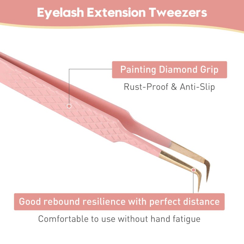 Ms.Queen 90 Degree Lash Tweezers for Eyelash Extensions, Precision Fiber Tip Grip Mega Volume Lash Tweezers - Image 4