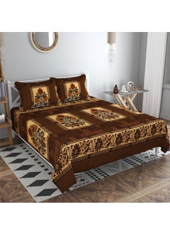 Luxury Trends Luxury Trends Warm Polar Fleece Ghamla Printed Soft King Size Woolen bedsheet with 2 Pillow Cover for Double BedAC RoomsWinter Hotel Size 90x100 Inch Dark Brown Coffee 
