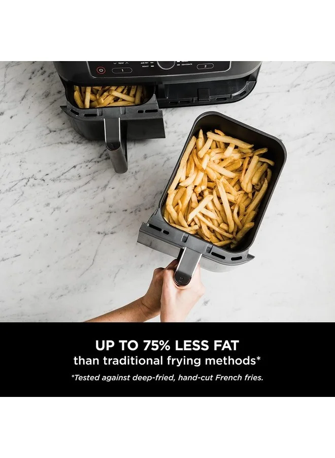 Ninja Ninja Foodi Dual Zone Air Fryer 2 Drawers, 6 Cooking Functions, 7.6L, Black, AF300ME, 2 Year Warranty