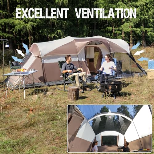 Portal 8 Person Family Tent for Camping with Screen Porch, Waterproof Large Camping Tent with Rainfly, Big Family Tents for Outdoor Camping - Image 2