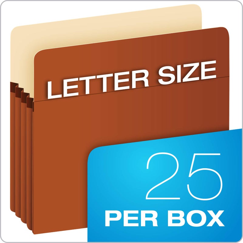 Pendaflex Expanding File Pockets, File Organizers for School, Home or Office, Letter Size, Redrope, 3.5" Expansion, Reinforced with DuPontâ„¢ TyvekÂ® Material, Redrope, 25 per Box (1524E-OX) - Image 5