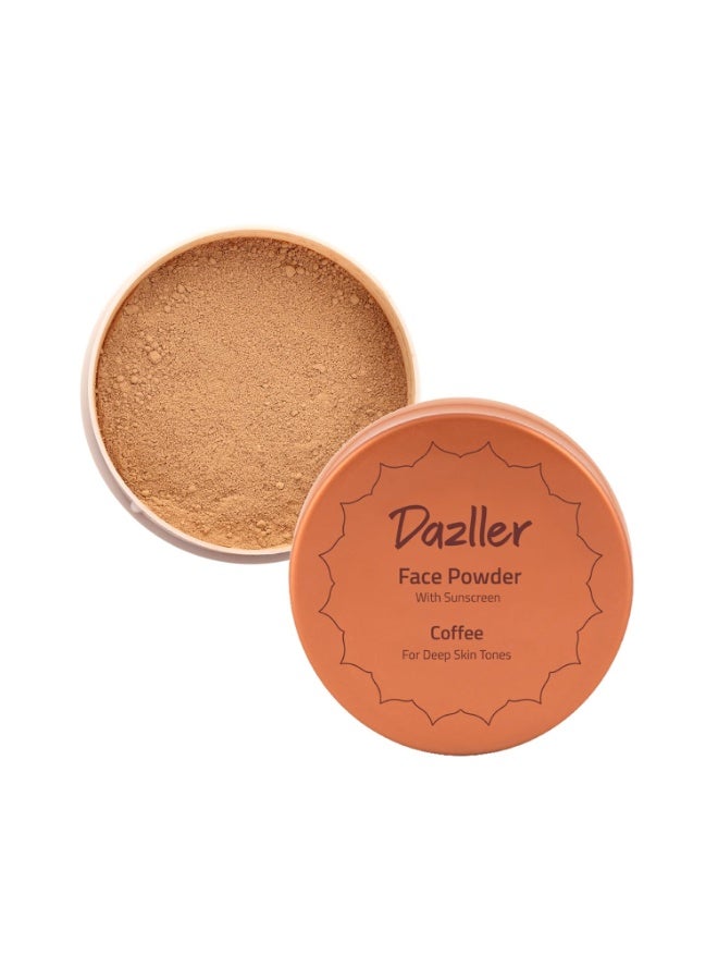 DAZLLER Loose face Powder, For Setting Makeup, Featherlight Sheer Finish, Oil-Control, Added Sunscreen For All Skin Types, 30G-Coffee - Image 1