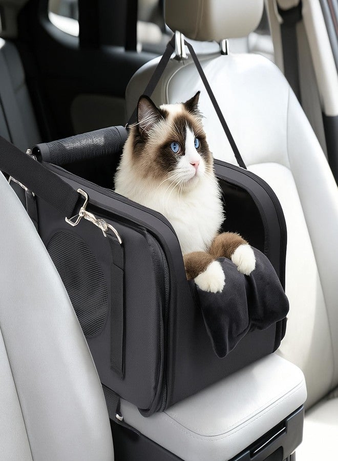 Mity Rain 3 in 1 Cat Car Seat for Center Console - Portable Carrier for Shoulder Handle Car, Foldable Pet Armrest Booster Seat for Small Dogs & Cats (Up to 15lbs) | Puppy Seats with Cushion for Travel - Image 1
