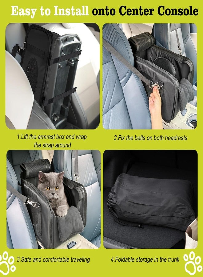 Mity Rain 3 in 1 Cat Car Seat for Center Console - Portable Carrier for Shoulder Handle Car, Foldable Pet Armrest Booster Seat for Small Dogs & Cats (Up to 15lbs) | Puppy Seats with Cushion for Travel - Image 3