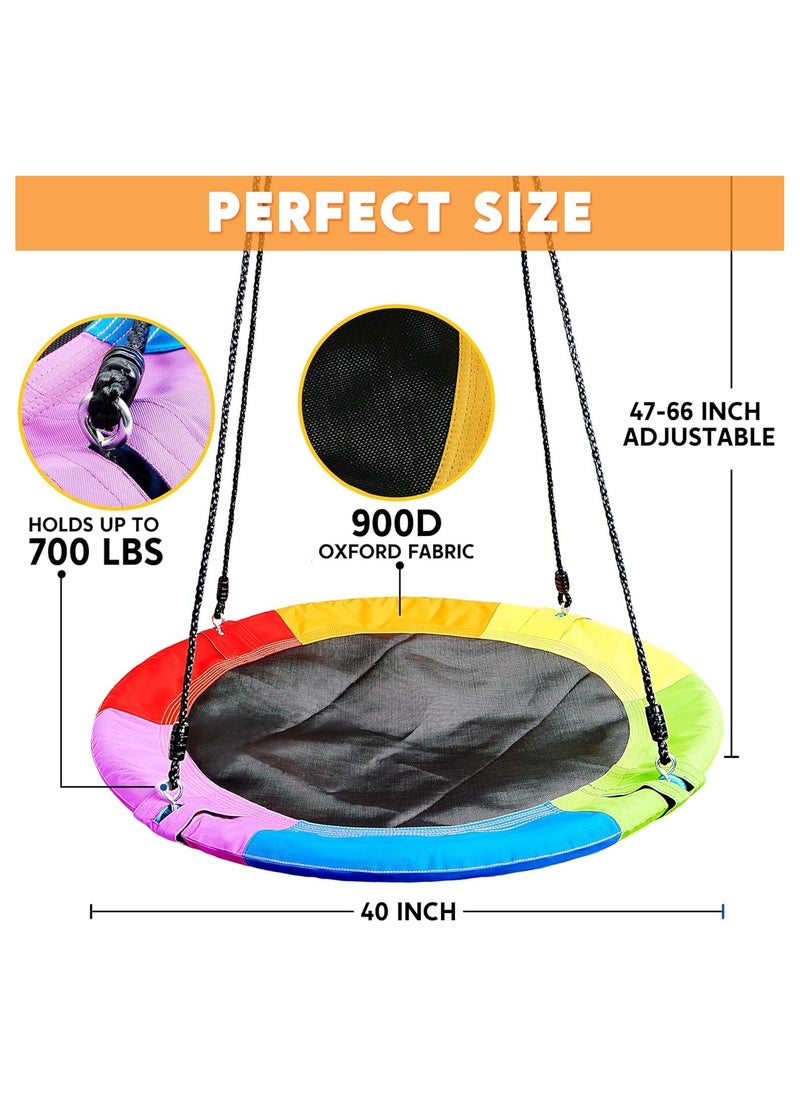 LBMT 40" Saucer Tree Swing for Kids, Outdoor Tree Swing, 700Lb Weight Capacity, 900D Waterproof Oxford Fabric Swing with Adjustable Ropes, Children's Playground Equipment  - Image 2