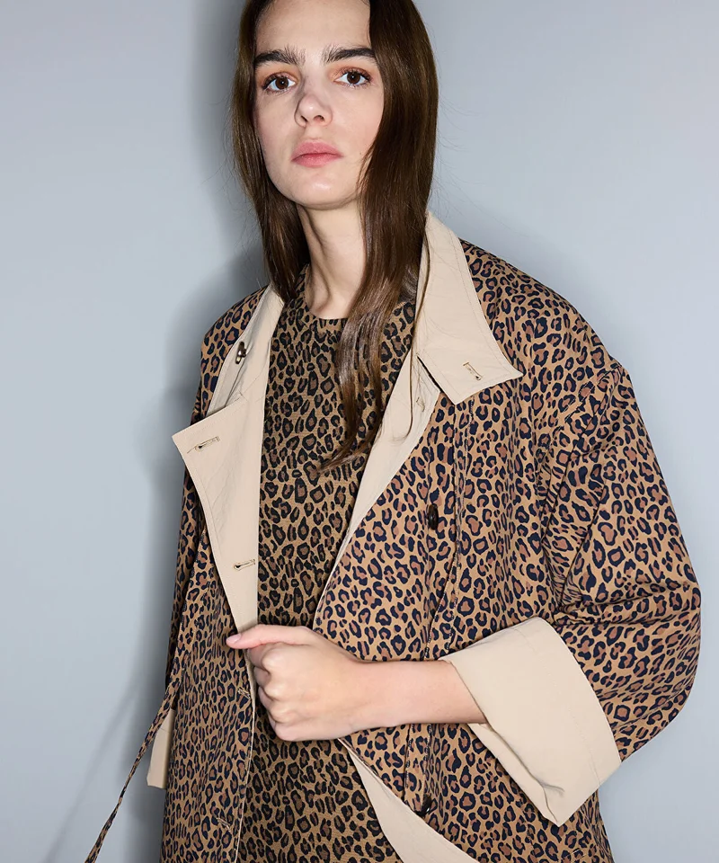 Ipekyol  Leopard Print Technical Trench Coat for Women | Best Price UAE